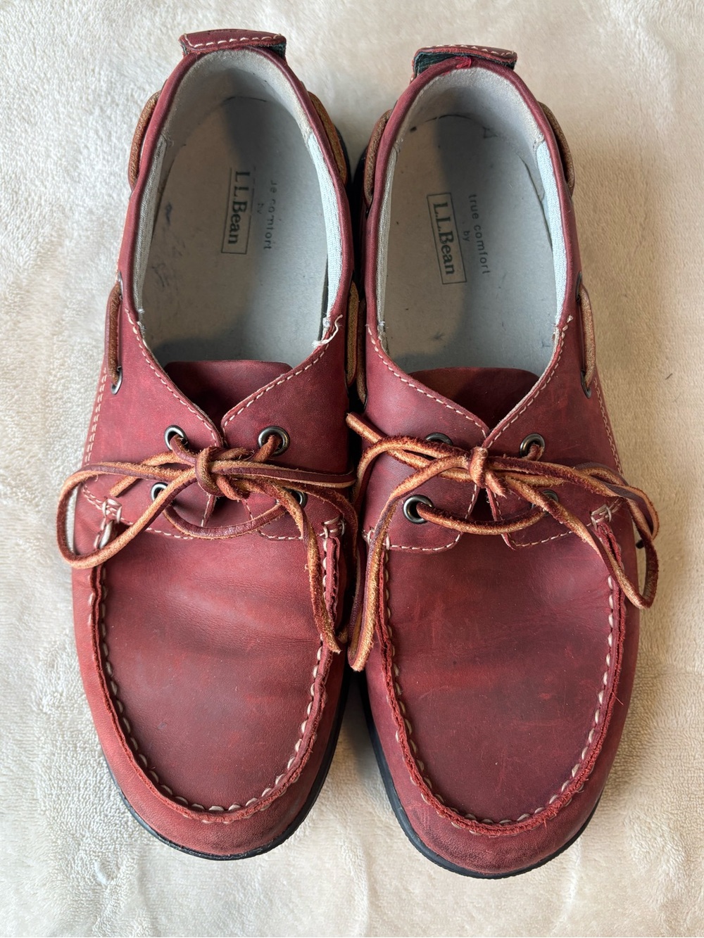 L.L. Bean women’s Red Leather Boat Shoes